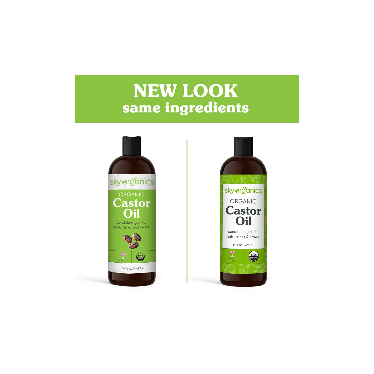 Sky Organics Organic Castor Oil for Hair, Lashes & Brows 100% Pure &  Cold-Pressed USDA Certified Organic to Strengthen…