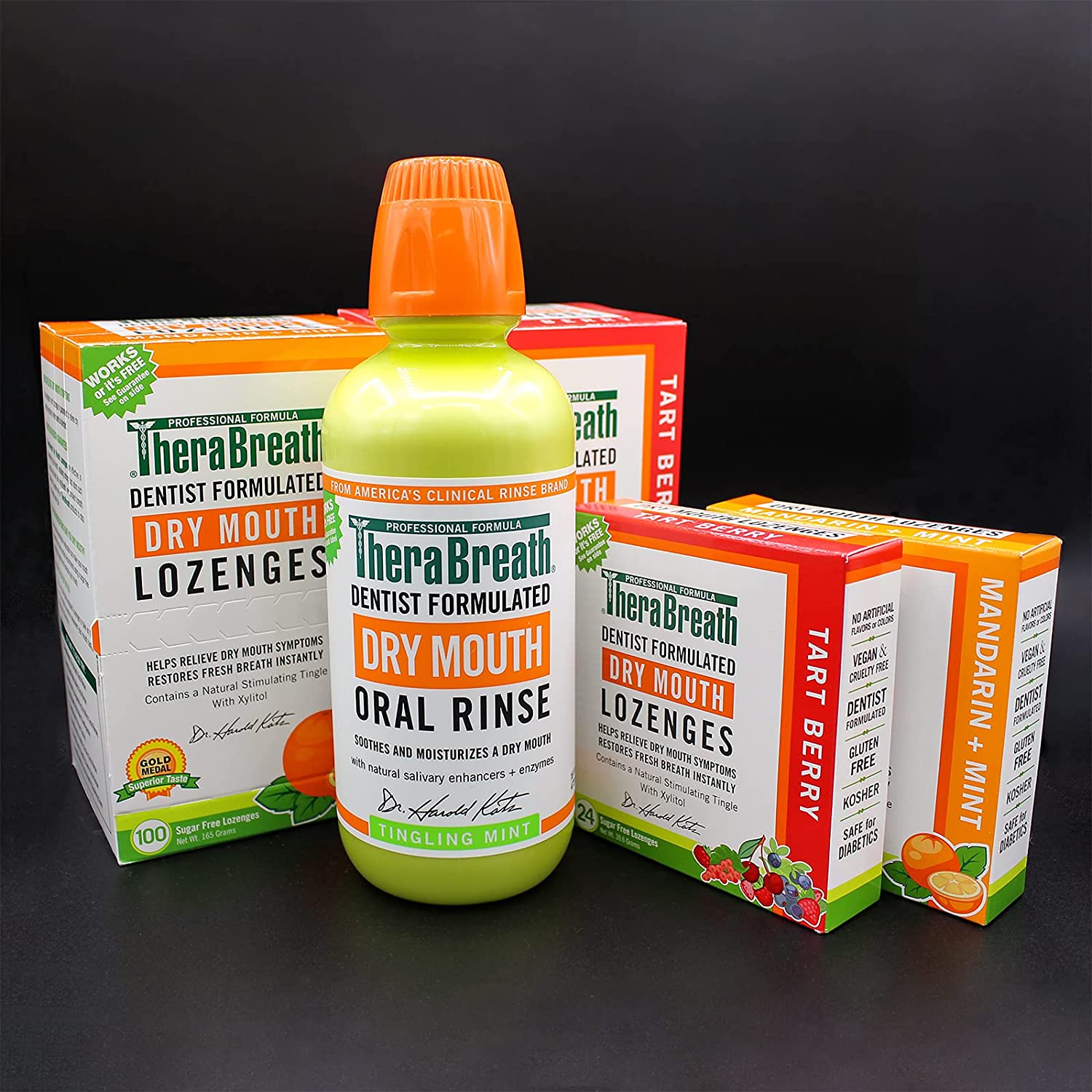 TheraBreath Dry Mouth ZINC Lozenges, Mandarin Mint Flavor iimonoliving