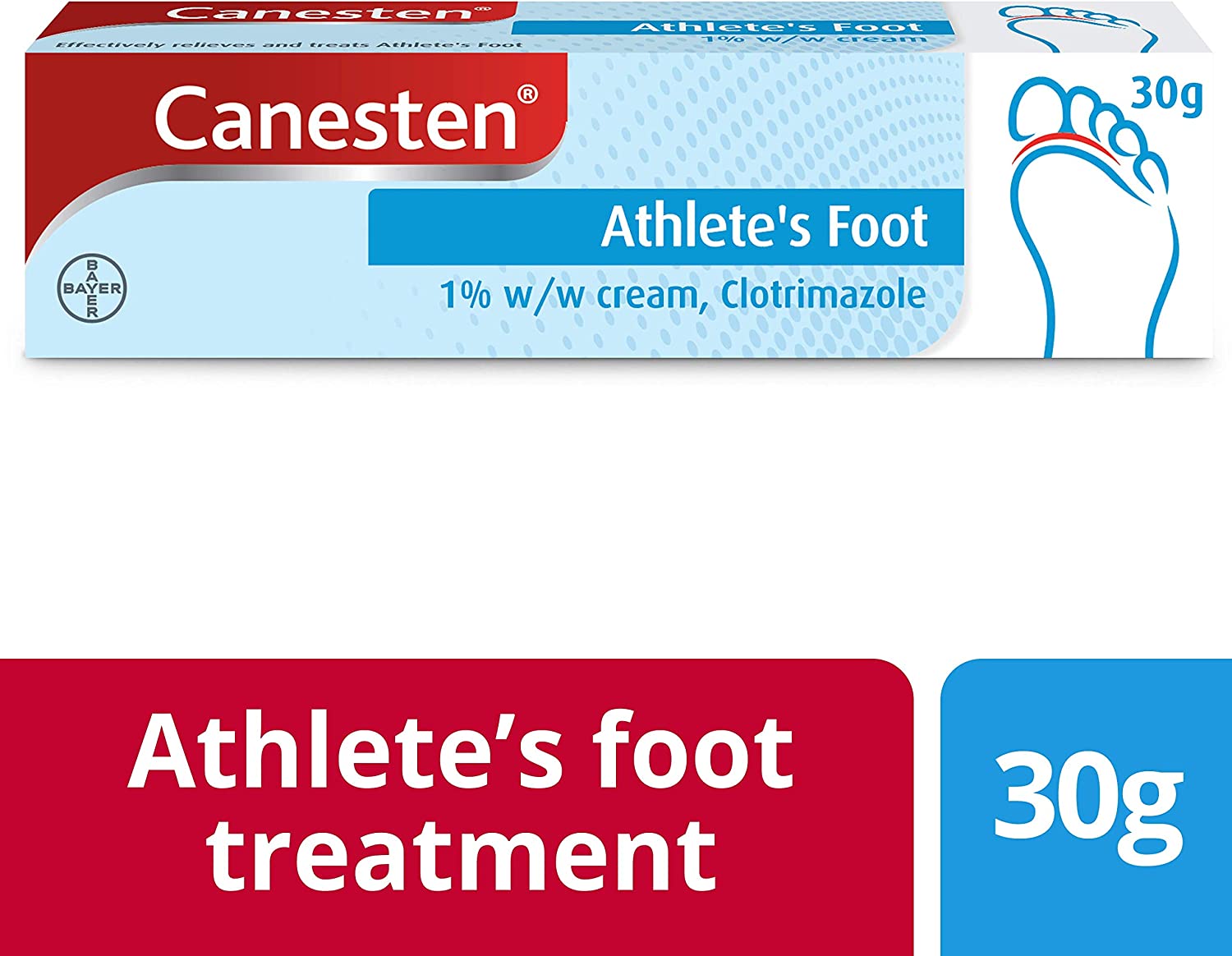 Canesten Athletes Foot Cream, Dual Action, Clotrimazole, Antifungal Cream, Antibacterial Cream