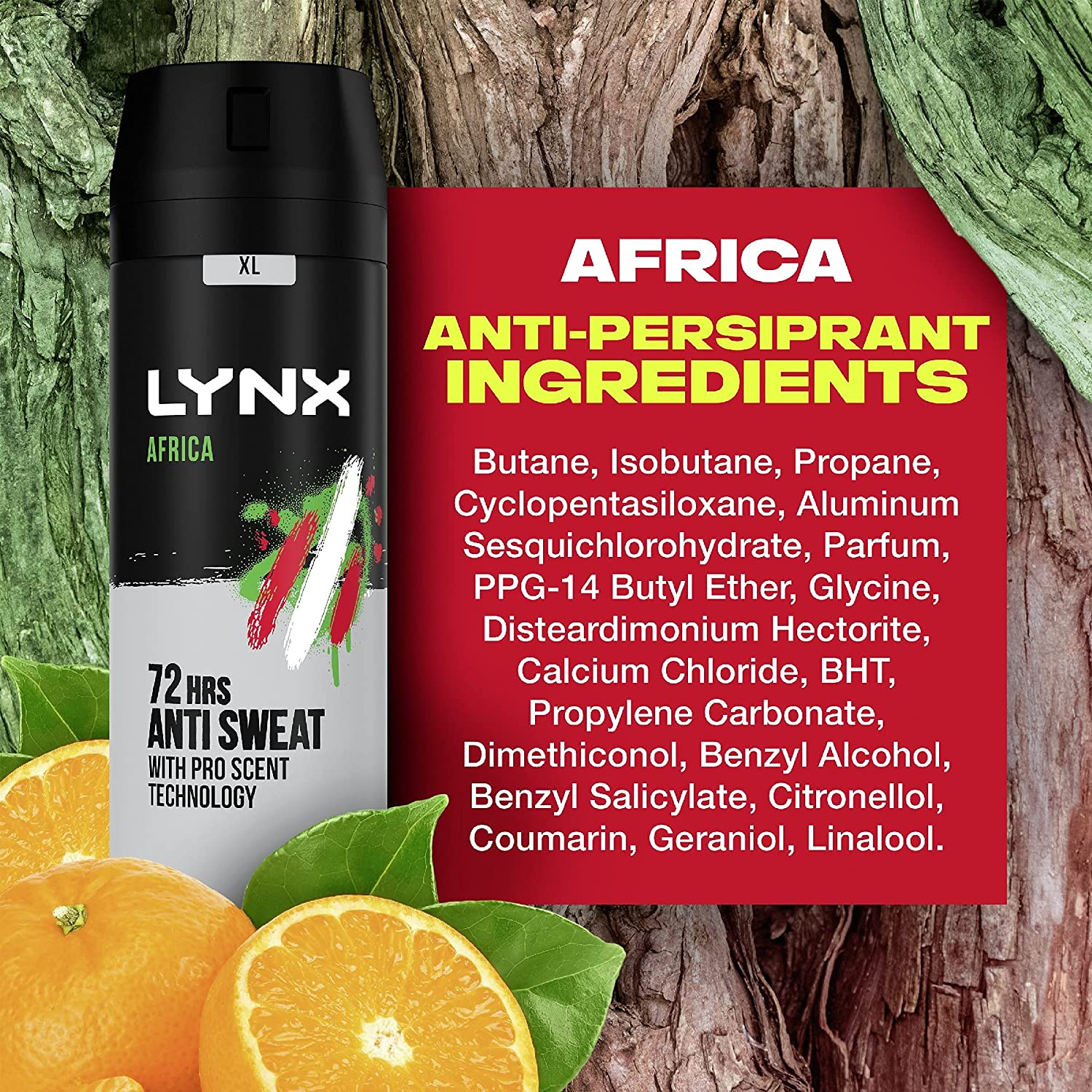 Lynx Africa 72 hour protection against odour and wetness Antiperspirant Deodorant Spray no fuss